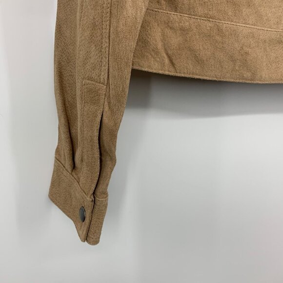 Blank NYC Jacket Fringe 100% Leather Almond Butter Button Front - Picture 11 of 13